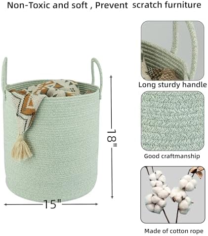XUANGUO Cotton Rope Laundry Basket Hamper - Image 2