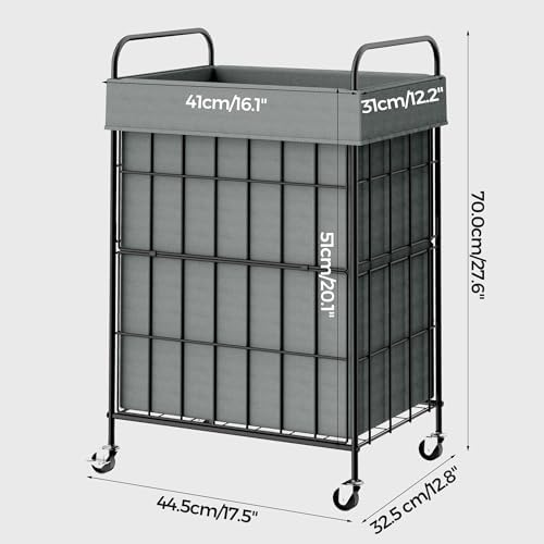 90L Laundry Hamper with Wheels, Laundry Basket with Handle and Liner Bag - Image 7