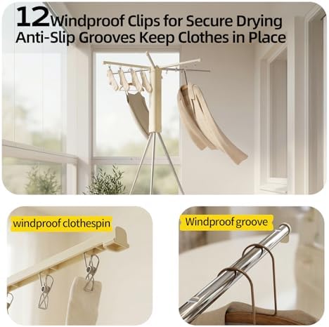 BIREN Foldable Clothes Drying Rack Tripod Clothes Rack - Image 5