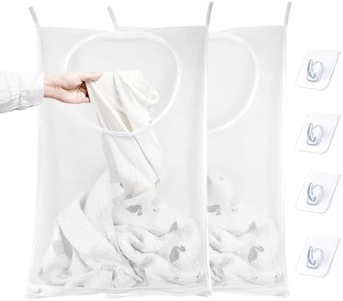 Hanging Laundry Hamper Bag, 2 Pack Over The Door Hanging Laundry Bag, 30 x 20 by Resdenio