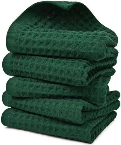 Waffle Hand Towels Set of 5 – Cotton, Quick Dry, Lint Free by Jacquotha