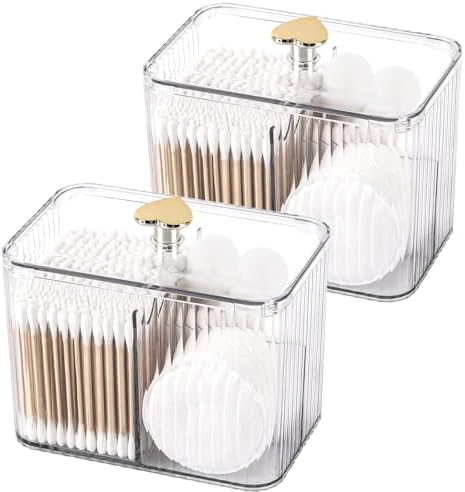 Tbestmax Qtip Holder Dispenser 3-Section Clear Bathroom Organizer Jar 3 Grids by Tbestmax