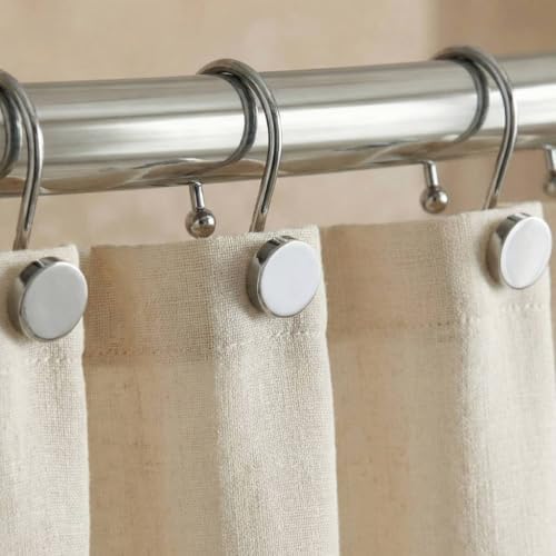 Silver Chrome Shower Curtain Hooks: Rust Proof Metal Curtain Rings - Image 2