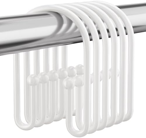 Bathway White Shower Curtain Hooks, Large Double Hook Shower Curtain Hooks Rust by Bathway