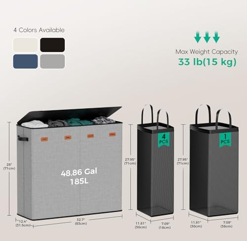 185L Laundry Hamper 4 Section - Image 4