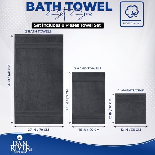 DAN RIVER 8 Piece Luxury Bath Towels - Image 2