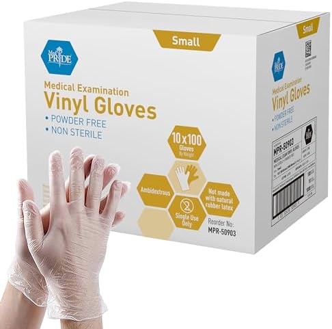 MED PRIDE Vinyl Medical Exam Gloves, Powder & Latex-Free, 1000-Count by MEDPRIDE