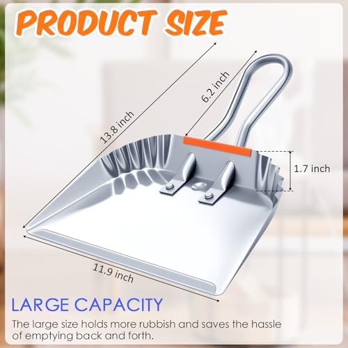Mumufy 4 Pack 12" Heavy Duty Metal Dustpan - Image 2
