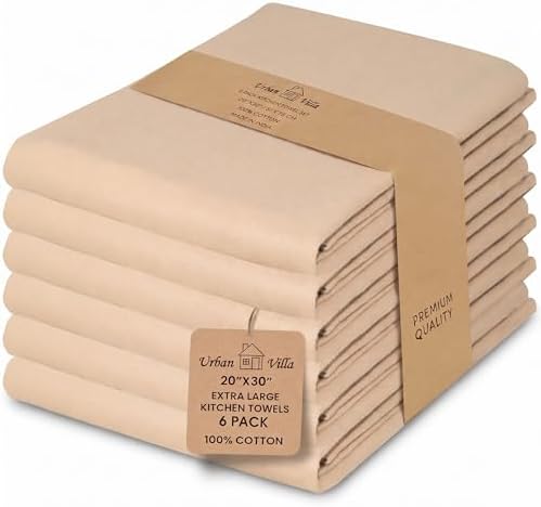 Urban Villa Kitchen Towels Cotton Dish Towels 20”x30” Beige by CottonTrends
