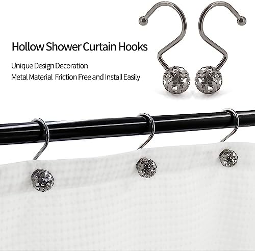MitoVilla Shower Curtain Hooks Rings, Matte Nickel Metal Shower Hooks - Image 3