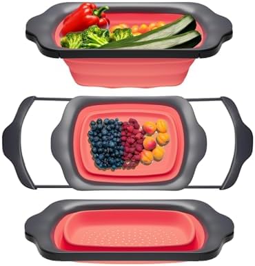 Comfify Coral XL Collapsible Silicone Over Sink Colander – 6 Quart by Comfify