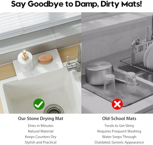 2PCS 10"x 5" Large Bathroom Sink Vanity Trays, Water Absorbing Diatomite Stone - Image 2