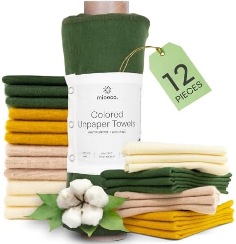 mioeco 12 Pack Reusable Kitchen Paper Towels, Organic Multicolor Cloths by MioEco-SustainableLiving