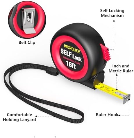 Tape Measure 16FT, Self-Locking, Imperial Metric Scale, High Precision - Image 3