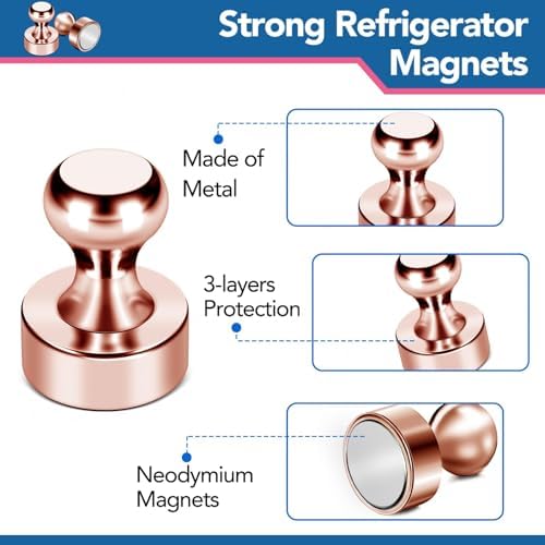 LOVIMAG Fridge Magnets 20Pcs for Refrigerator Whiteboard, Rose Gold - Image 6