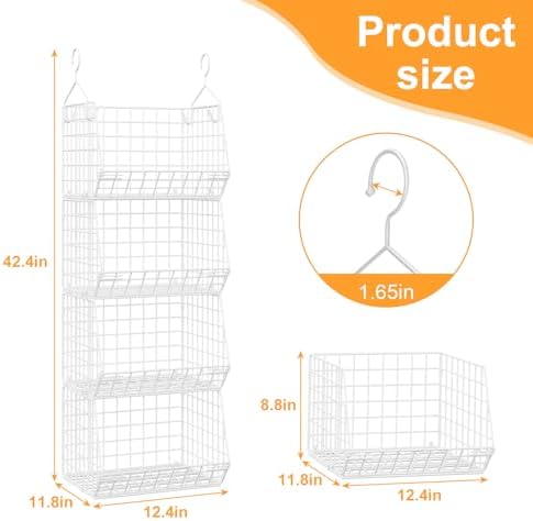 4 Tier Closet Hanging Organizer Foldable Dorm Closet Organizer White - Image 6