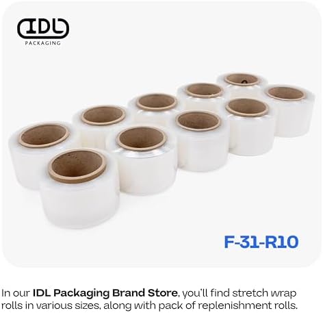 IDL Packaging 3"x 1000' Stretch Wrap Mini Roll of 80 Gauge - Image 7