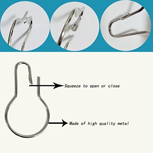 Shower Curtain Rings Hooks, Rust-Resistant Metal Shower Curtain Hooks, - Image 3