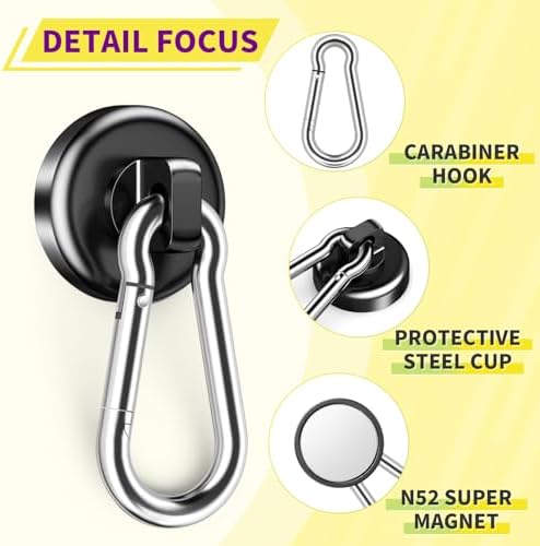 Black Magnetic Hooks, 70 lbs Heavy Duty Magnetic Hooks, 10 Pack - Image 4