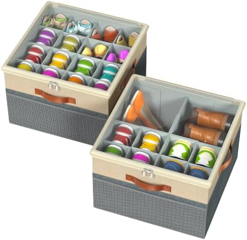Shoe Organizer for Closet, 2 Pack Foldable Shoe Storage Organizer Box Bin by Unknown