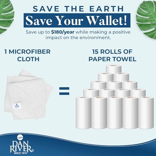 DAN RIVER 12-Pack White Microfiber Towels – Ultra Absorbent, Lint-Free & - Image 5