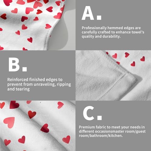 Happy Valentines Day Hand Towels Pack of 2 Romantic Red Pink Love Heart - Image 5
