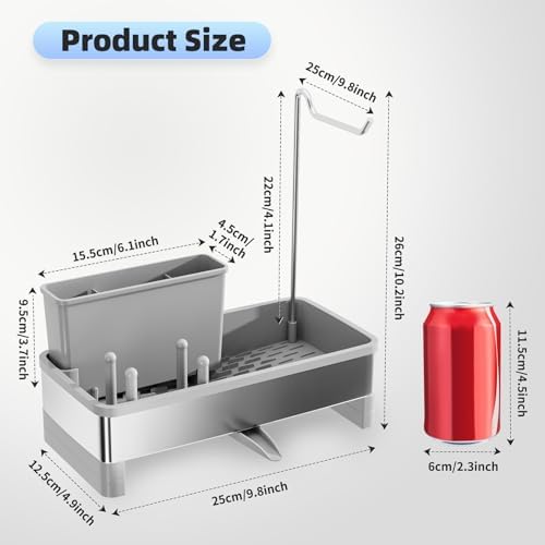 Ewaiira Sponge Holder for Kitchen Sink, Stainless Steel Sink Caddy - Image 6