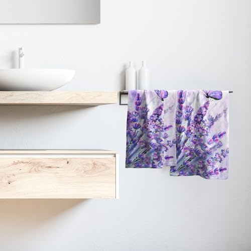 Watercolor Lavender Butterfly Kitchen Towels Set of 2 Purple Flower Butterflies - Image 6