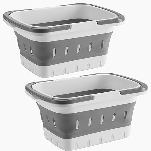 Foldable Plastic Shower Caddy Basket 2 Pcs, Portable and Durable Toiletries by ANNIYA