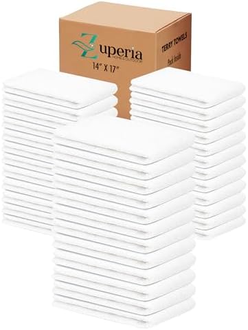 ZUPERIA Terry Towels Pack of 120 100% Cotton Terry Barmop Towels by Zuperia