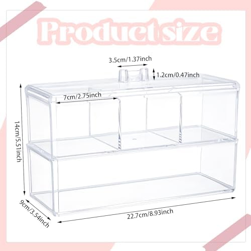 2 Layer Qtip Holder Transparent 3 Compartments Cotton Ball and Swab Holder - Image 2