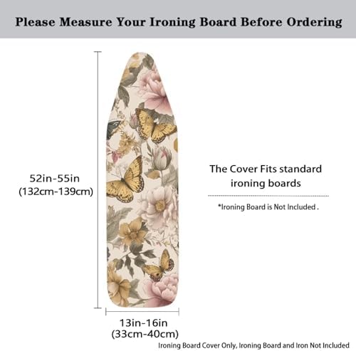 Butterfly Peony Print Ironing Board Cover Standard Size 15x54 Inch Iron Cover - Image 5