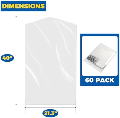 60-Pack Dry Cleaning Bags for Clothes 40-Inch Long - Image 5