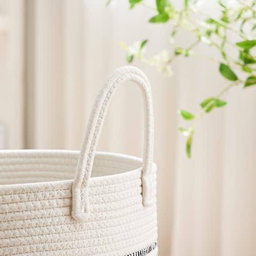 VIPOSCO 58L Tall Woven Laundry Basket Hamper, Stripe White - Image 3