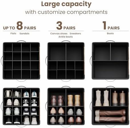 Varhomax Shoe Organizer Box for Closet, Fabric Storage Basket - Image 4