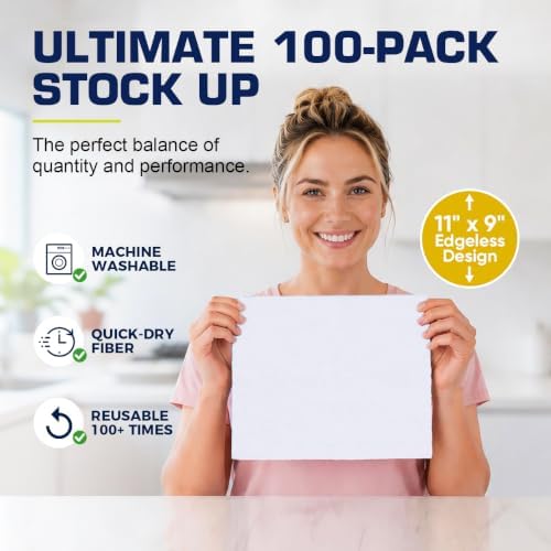 GLIMGLINT Microfiber Cleaning Cloth 100 Pack, Reusable Paper Towels 11 x 9 - Image 4