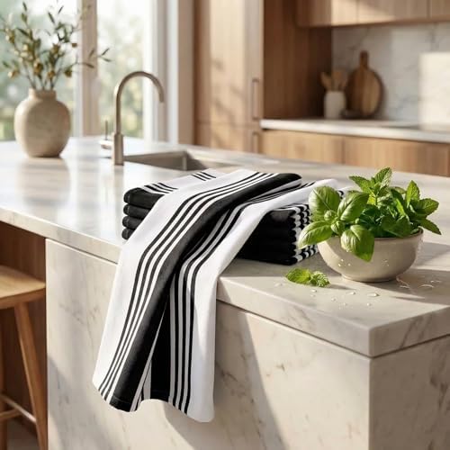 Urban Villa Kitchen Towels Cotton Dish Towels 20”x30” Black - Image 6