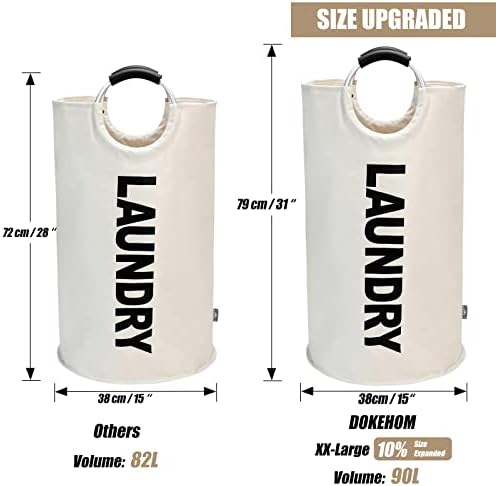 DOKEHOM 90L Large Laundry Basket Bag, Collapsible Tall Hamper - Image 3
