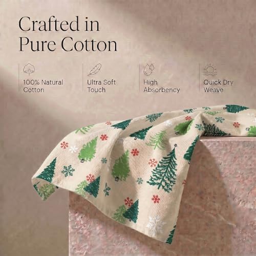 Urban Villa Kitchen Towels Cotton Dish Towels 20”x30” Grn Tree Print - Image 4
