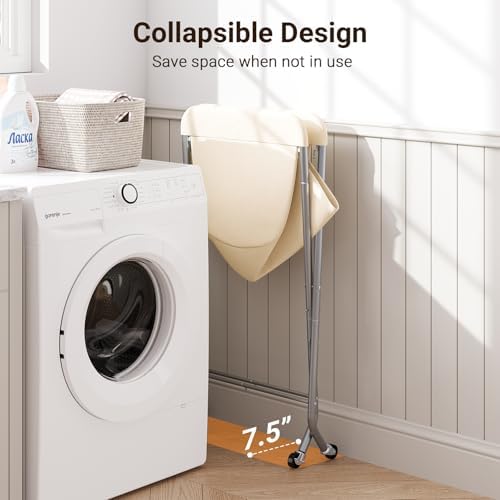 ELYKEN Laundry Basket with Wheels, Collapsible Laundry Hamper - Image 5