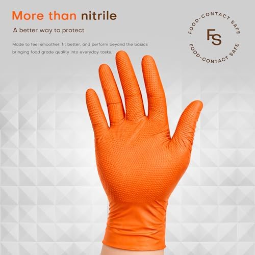 SUPER+ HEAVY DUTY Nitrile Gloves 8 Mil Diamond Texture Disposable Chemical - Image 3