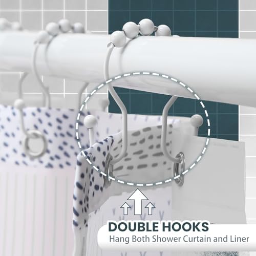 Shower Curtain Hooks, OEH Shower Curtain Rings, Smooth Gliding Metal Shower - Image 5