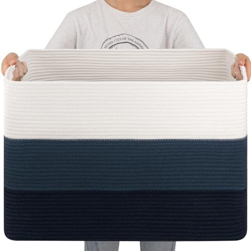 OIAHOMY 108L Extra Large Blanket Basket Dog Toy Basket Gradient Blue by MasterofSpaceOptimization