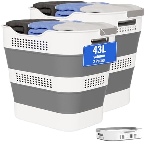 OOAMBB 43L+43L Collapsible Laundry Baskets plastic by OOAMBB