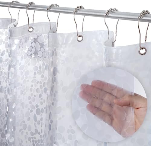 LiBa Shower Curtain PEVA 8G, 72x72 Inch Clear Pebbles by Liba
