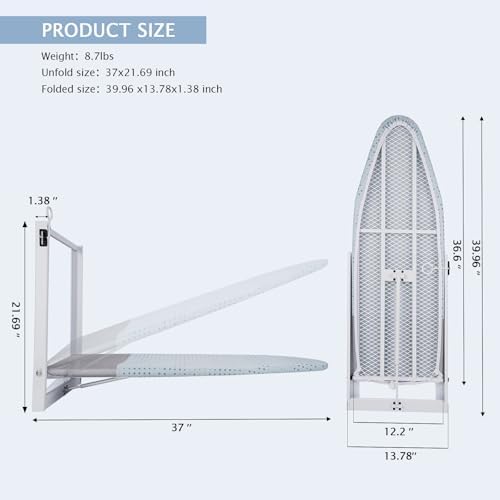 SheeChung Wall Mount Ironing Board 36"X12", Compact Wall Ironing Board - Image 2