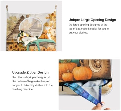 Thanksgiving Truck Pumpkin Orange Hanging Laundry Hamper Door Hampers Bag Basket - Image 4