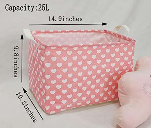 MAIZMZ Girls Storage Basket Pink Valentine's Day Gifts Basket Waterproof - Image 2