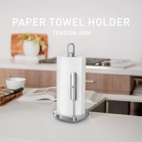 simplehuman Tension Arm Countertop Paper Towel Holder, Easy One-Handed Tear - Image 2