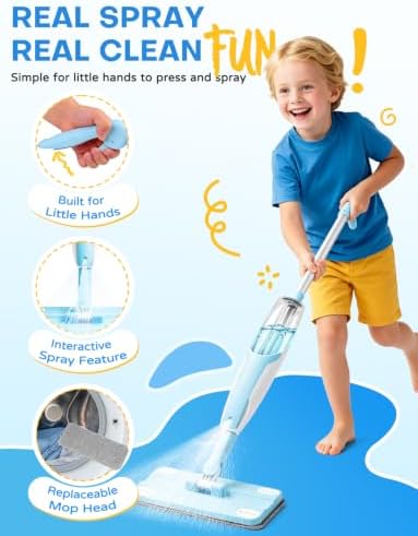 Kids Cleaning Toy Set, Mini Spray Mop Montessori Toys Spray Mop & Kids Broom - Image 2